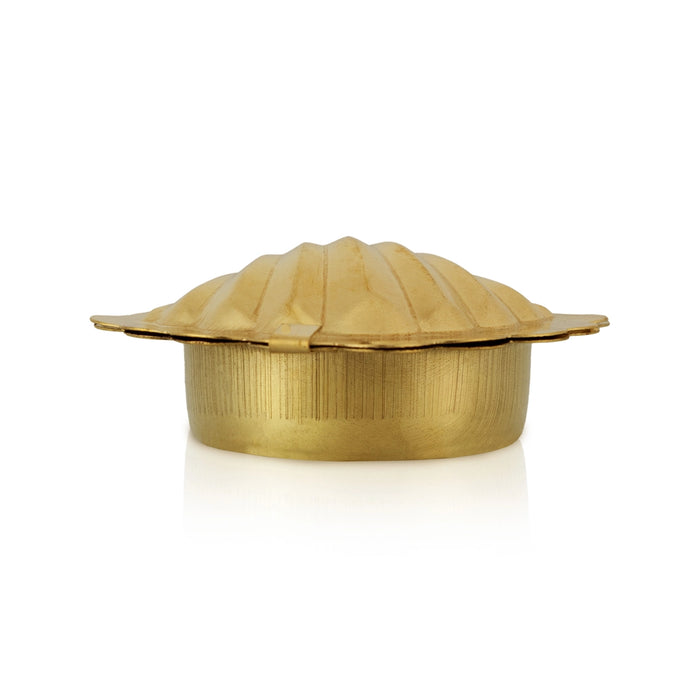 Kumkum Bharani - 1 X 2.5 Inches | Brass Kumkum Box/ Sindoor Pot/ Pearl Shell Shaped for Kumkum Pot Pooja Room - Bowls