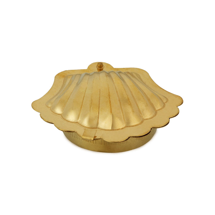Kumkum Bharani - 1 X 2.5 Inches | Brass Kumkum Box/ Sindoor Pot/ Pearl Shell Shaped for Kumkum Pot Pooja Room - Bowls