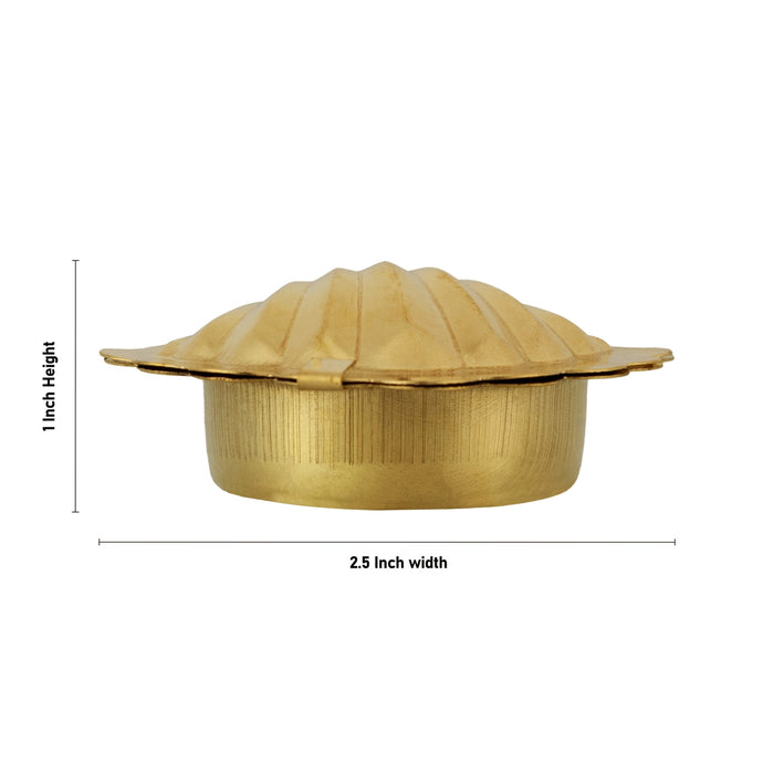 Kumkum Bharani - 1 X 2.5 Inches | Brass Kumkum Box/ Sindoor Pot/ Pearl Shell Shaped for Kumkum Pot Pooja Room - Bowls