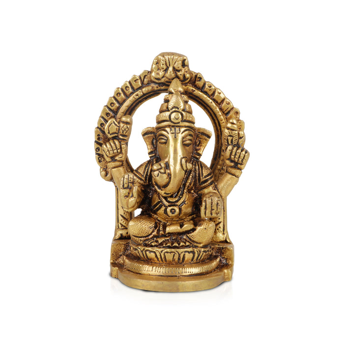 Ganesh with Arch Murti - 3.75 Inches | Antique Brass Statue/ Vinayagar Statue/ Ganesha Idol for Pooja