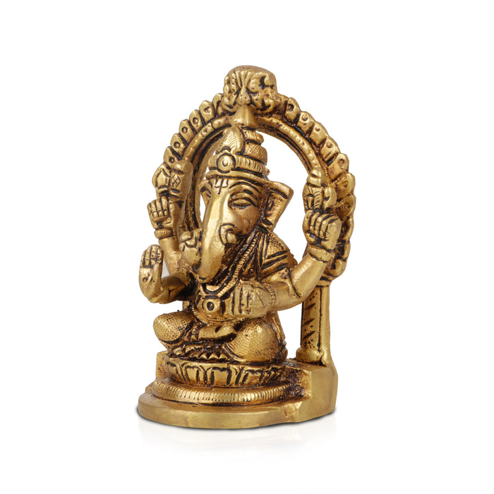 Ganesh with Arch Murti - 3.75 Inches | Antique Brass Statue/ Vinayagar Statue/ Ganesha Idol for Pooja