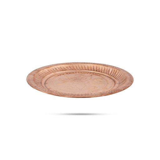 Copper Plate - 0.5 x 7.5 Inches | Beading Design Thali Plate/ Pooja Plate/ Pooja Thali for Home/ 50 Gms Approx - Pooja Plate & Tray