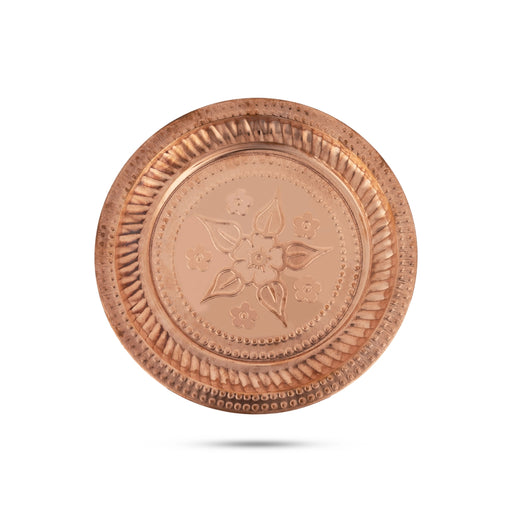 Copper Plate - 0.5 x 7.5 Inches | Beading Design Thali Plate/ Pooja Plate/ Pooja Thali for Home/ 50 Gms Approx - Pooja Plate & Tray