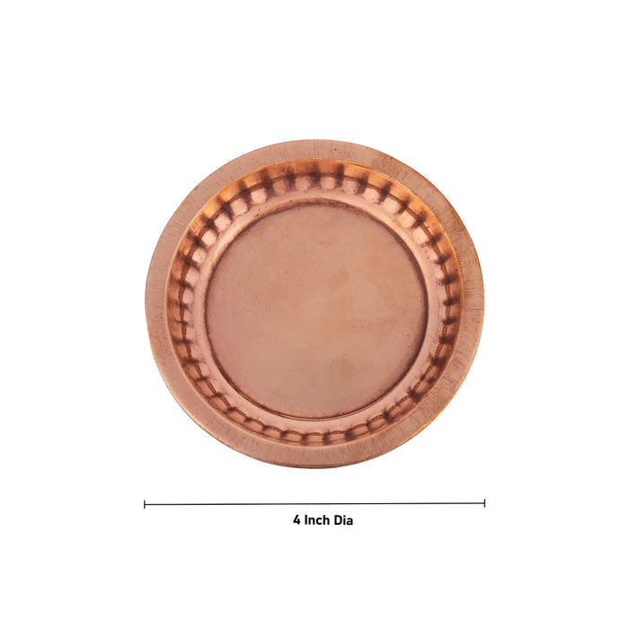 Copper Plate - 0.5 x 4 Inches | Thali Plate/ Pooja Plate/ Pooja Thali for Home/ 30 Gms Approx