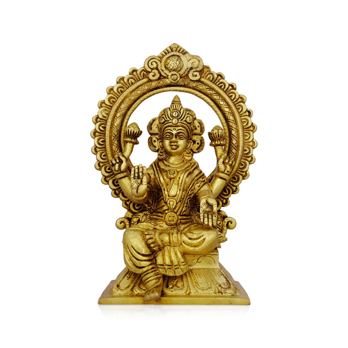 Lakshmi Idol With Arch - 8 x 5.5 Inches | Antique Brass Idol/ Laxmi Murti/ Lakshmi Murti for Pooja/ 2.500 Kgs - Brass Murties