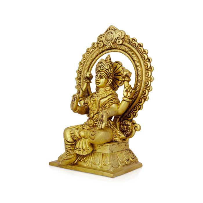 Lakshmi Idol With Arch - 8 x 5.5 Inches | Antique Brass Idol/ Laxmi Murti/ Lakshmi Murti for Pooja/ 2.500 Kgs - Brass Murties