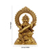 Saraswati Murti With Arch - 8 x 5.5 Inches | Antique Brass Idol/ Saraswati Idol for Pooja/ 2.060 Kgs Approx - Brass Murties