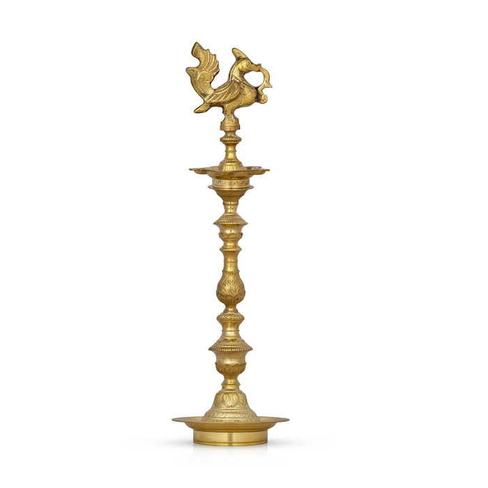 Kuthu Vilakku - 28 x 8 Inches | Annapakshi Design Brass Lamp/ Brass Deepam for Pooja - Kuthuvilakku
