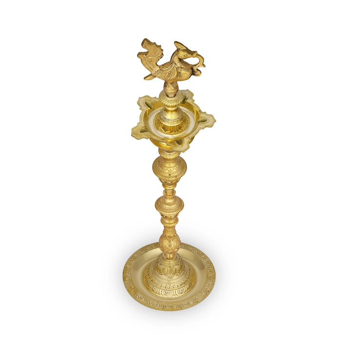 Kuthu Vilakku - 28 x 8 Inches | Annapakshi Design Brass Lamp/ Brass Deepam for Pooja - Kuthuvilakku
