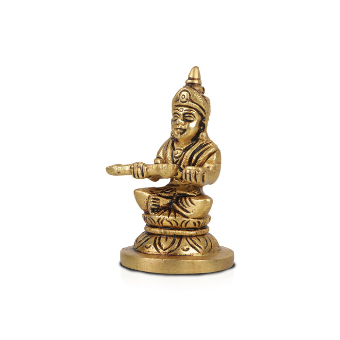 Annapuran Devi Murti - 3 Inches | Brass Idol/ Annapoorani Statue/ Annapurna Idol for Pooja