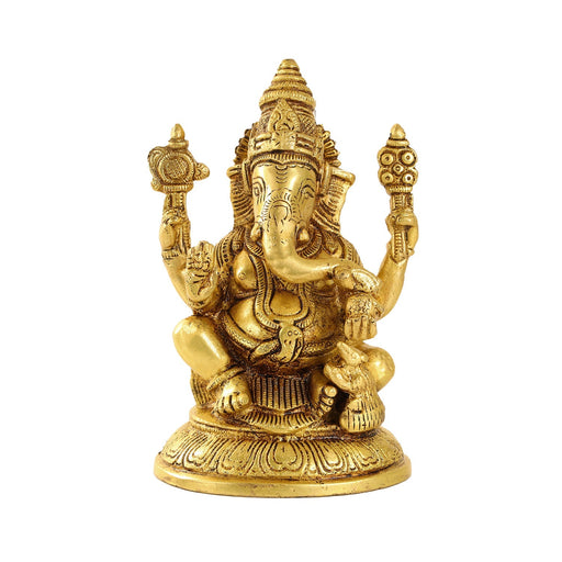 Ganesh Murti - Oval - 6 Inches | Antique Statue / Vinayagar Statue/ Ganesha Idol for Pooja - Brass Murties