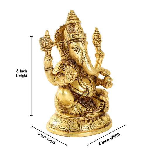 Ganesh Murti - Oval - 6 Inches | Antique Statue / Vinayagar Statue/ Ganesha Idol for Pooja - Brass Murties