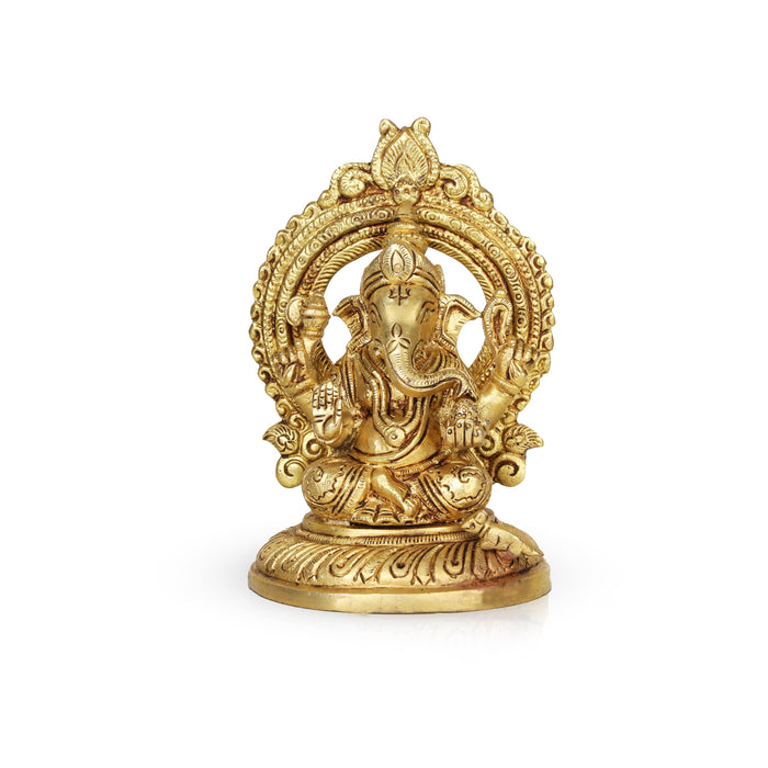 Ganesh with Arch Murti - 6 Inches | Antique Brass Statue/ Vinayagar Statue/ Ganesha Idol for Pooja - Brass Murties