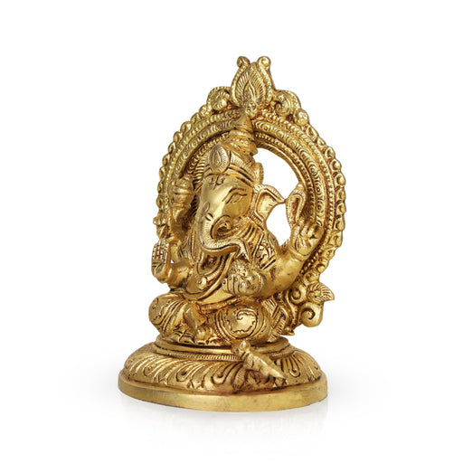 Ganesh with Arch Murti - 6 Inches | Antique Brass Statue/ Vinayagar Statue/ Ganesha Idol for Pooja - Brass Murties