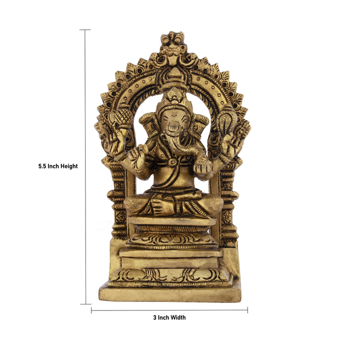 Ganesh Murti - 5.5 x 3 Inches | Antique Brass Statue/ Vinayagar Statue for Pooja/ 790 Gms Approx