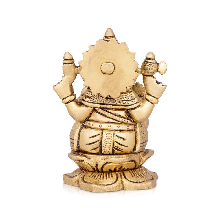 Ganesh Murti - 4.5 x 2.5 Inches | Antique Brass Idol/ Vinayagar Statue/ Ganapati Idol for Pooja/ 710 Gms Approx - Brass Murties