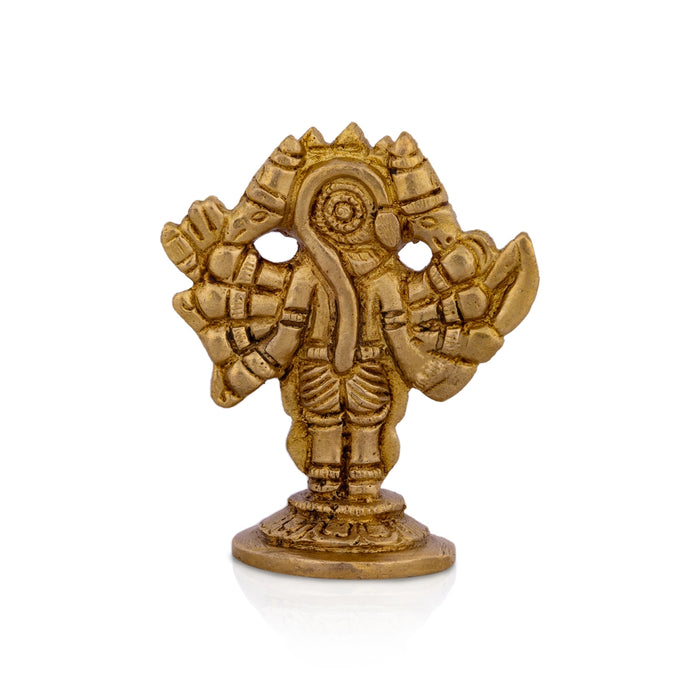 Panchmukhi Hanuman Murti - 3 X 2.5 Inches | Antique Brass Idol/ Standing 5 Face Anjaneya Statue For Worship - Brass Murties