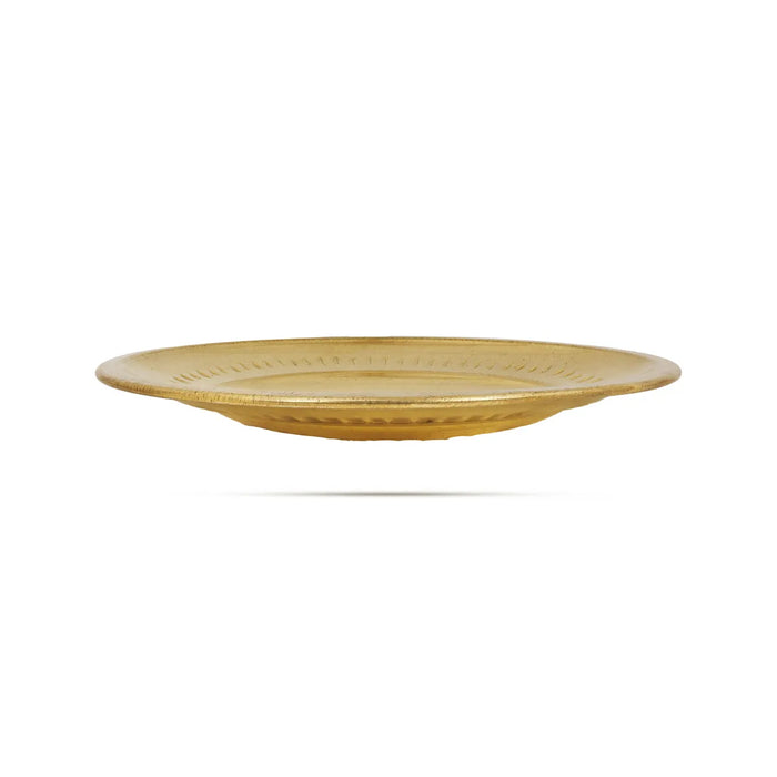 Brass Plate - 7 Inches | Pooja Thali Plate / Puja Plate For Auspicious Rituals And Offerings