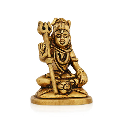 Shiva Statue Sitting On Base - 3 x 2 Inches | Brass Statue/ Antique Finish Shiv Murti for Pooja