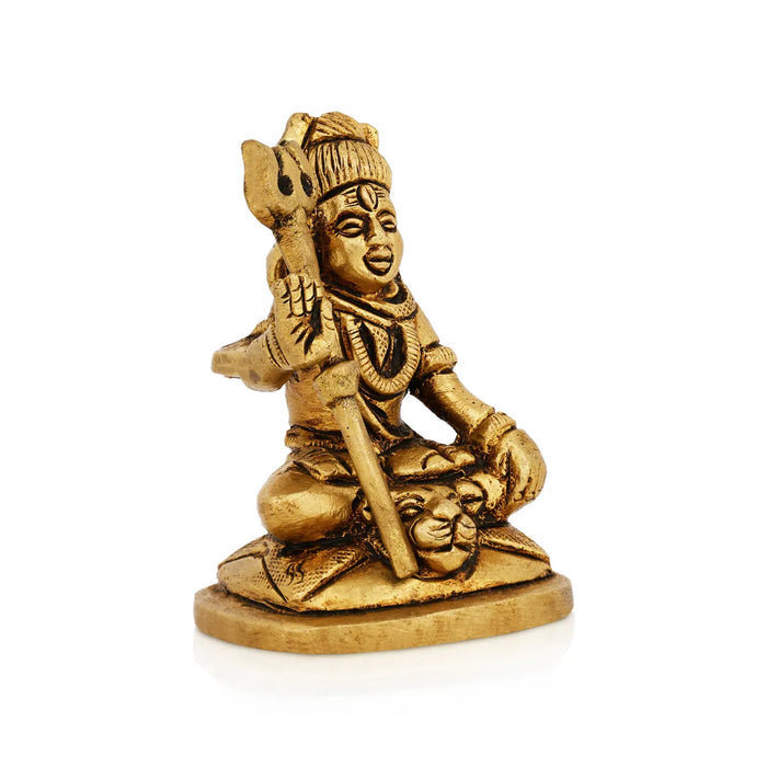 Shiva Statue Sitting On Base - 3 x 2 Inches | Brass Statue/ Antique Finish Shiv Murti for Pooja