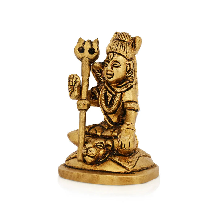 Shiva Statue Sitting On Base - 3 x 2 Inches | Brass Statue/ Antique Finish Shiv Murti for Pooja