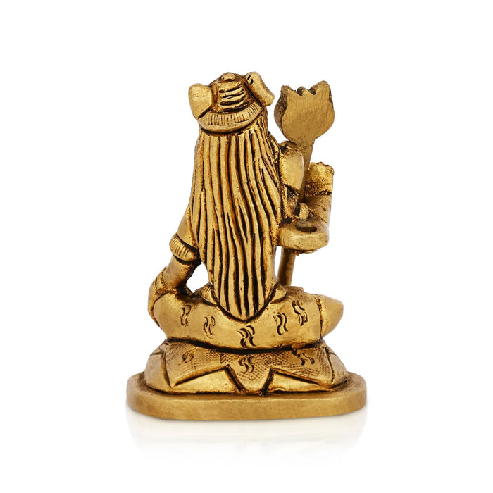 Shiva Statue Sitting On Base - 3 x 2 Inches | Brass Statue/ Antique Finish Shiv Murti for Pooja