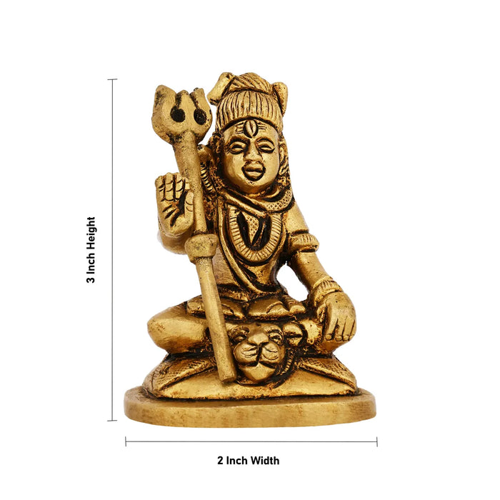 Shiva Statue Sitting On Base - 3 x 2 Inches | Brass Statue/ Antique Finish Shiv Murti for Pooja