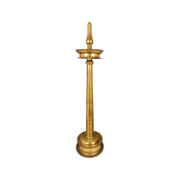 Brass Kerala Lamp - 67 x 15 Inches | Brass Kuthuvilakku / Nilavilakku for Pooja - Kerala Vilakku