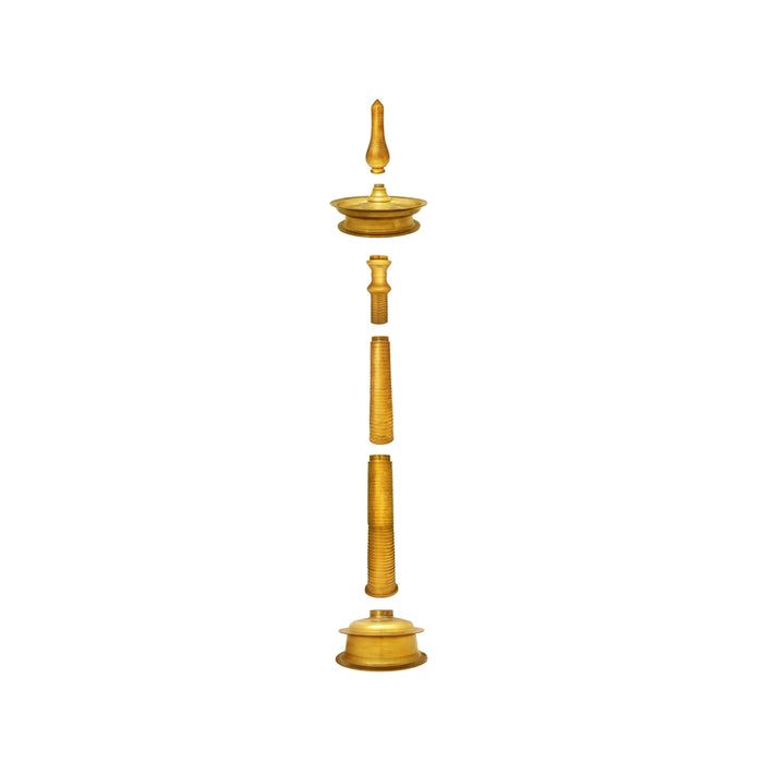 Brass Kerala Lamp - 67 x 15 Inches | Brass Kuthuvilakku / Nilavilakku for Pooja - Kerala Vilakku
