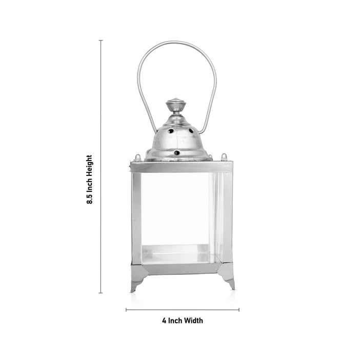 Akhand Jyoti Diya Stand - 8.5 x 4 Inches | Steel Lantern/ Lantern Light for Pooja Decor