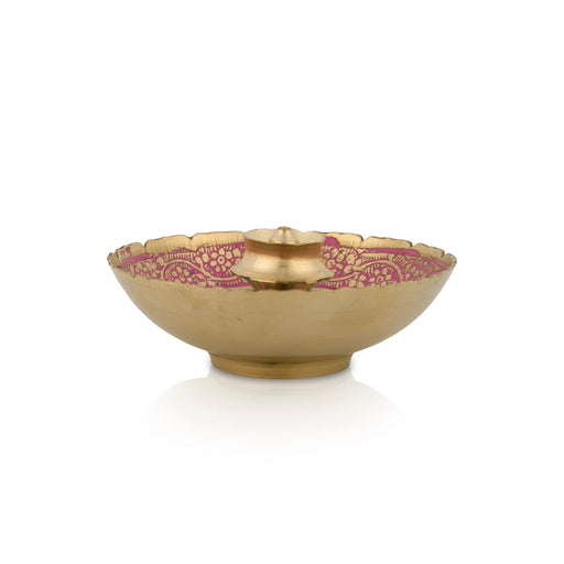 Agarbathi Stand With Bowl - 1.5 x 3.5 Inches | Brass Incense Stick Holder/ Agarbathi Holder for Pooja/ 40 Gms - Agarbathi Stand
