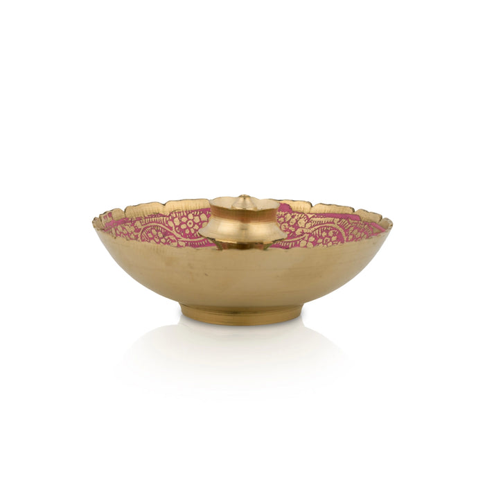 Agarbathi Stand With Bowl - 1.5 x 3.5 Inches | Brass Incense Stick Holder/ Agarbathi Holder for Pooja/ 40 Gms - Agarbathi Stand