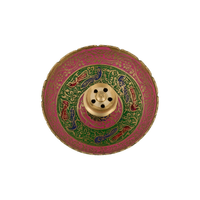 Agarbathi Stand With Bowl - 1.5 x 3.5 Inches | Brass Incense Stick Holder/ Agarbathi Holder for Pooja/ 40 Gms - Agarbathi Stand