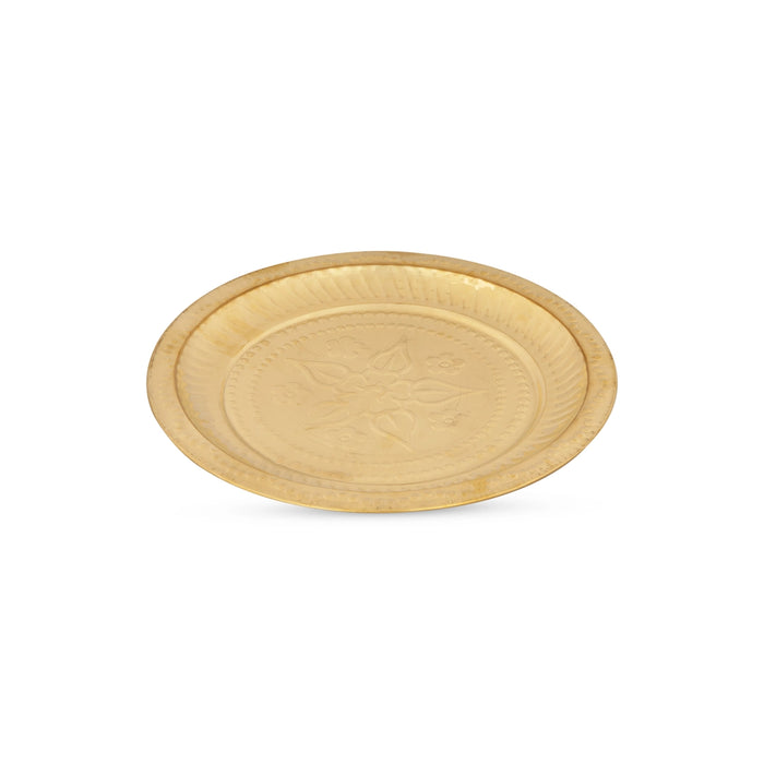 Brass Plate - 8 Inches | Beading Design Thali Plate/ Pooja Plate for Home - Pooja Plate & Tray