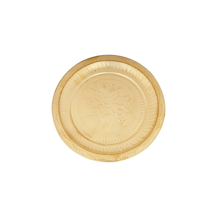 Brass Plate - 8 Inches | Beading Design Thali Plate/ Pooja Plate for Home - Pooja Plate & Tray