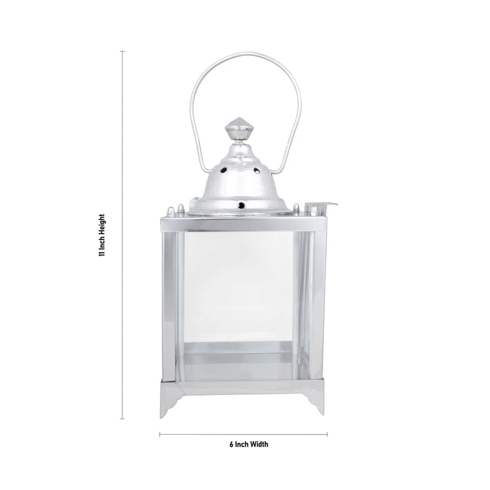 Akhand Jyoti Diya Stand - 11 x 6 Inches | Steel Lantern/ Lantern Light for Pooja Decor