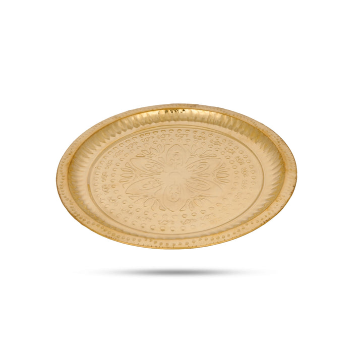 Brass Plate - 10.5 Inches | Beading Design Thali Plate/ Pooja Plate for Home/ 80 Gms Approx - Pooja Plate & Tray