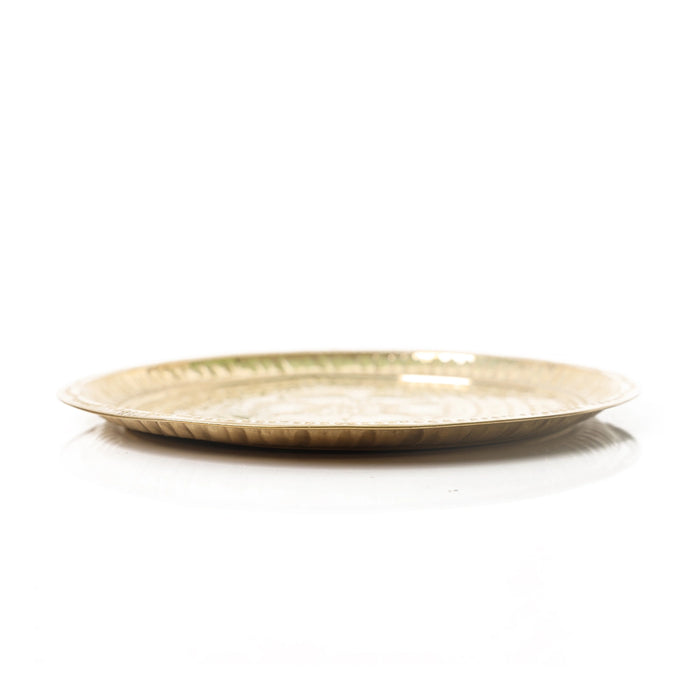 Brass Plate - 11.5 Inches | Pooja Plate/ Beading Design Thali Plate for Home/ 120 Gms Approx - Pooja Plate & Tray
