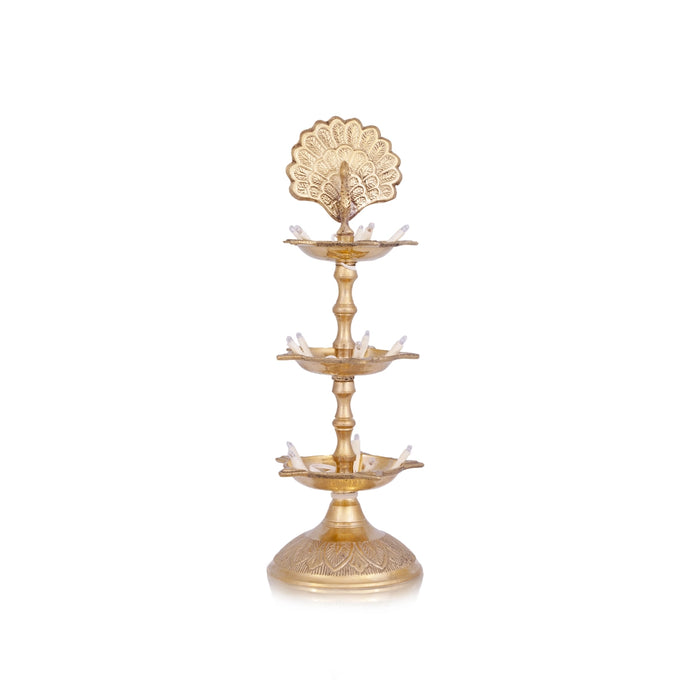 Electric Lamp - 9 x 5 Inches | Electric Lamp/ 3 Step Lamp / Electric Vilakku for Home & Pooja Decor