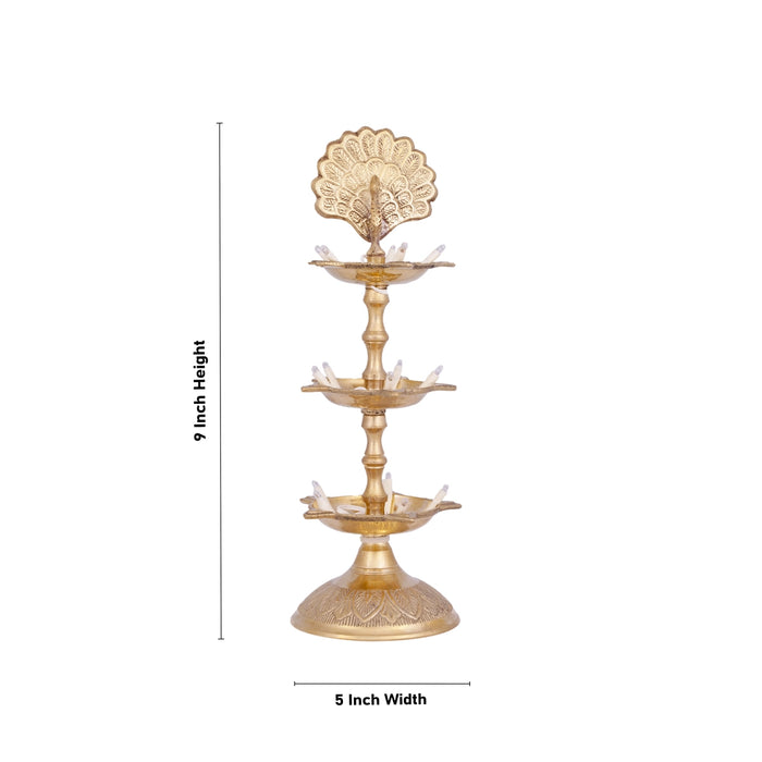 Electric Lamp - 9 x 5 Inches | Electric Lamp/ 3 Step Lamp / Electric Vilakku for Home & Pooja Decor