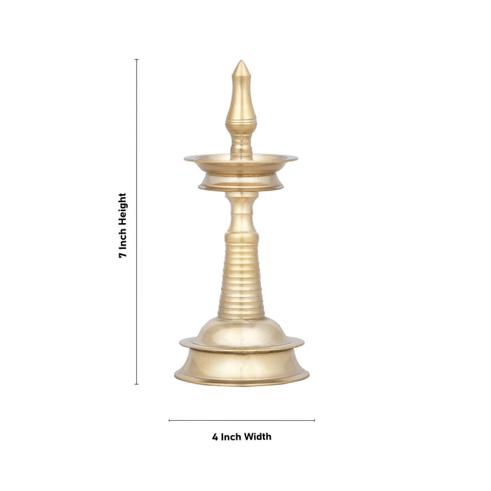 Kerala kuthuvilakku - 7 x 4 Inches | Brass Nilavilakku/ Brass Deepam for Pooja/ 320 Gms Approx - Kerala Vilakku