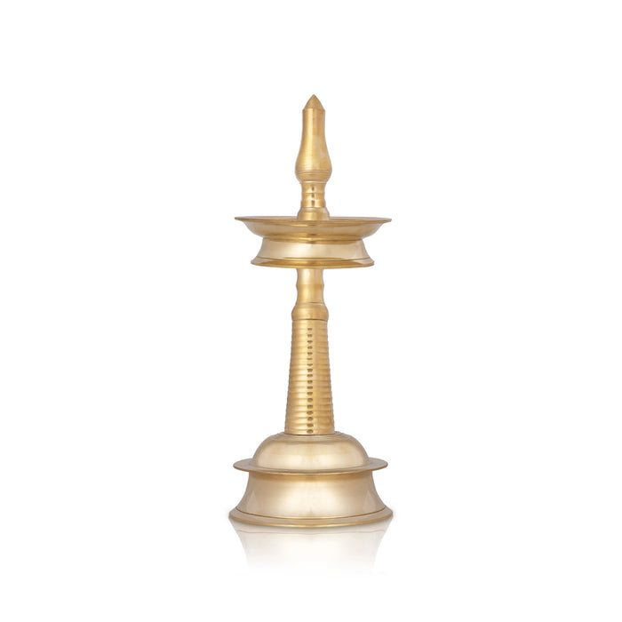 Kerala Vilakku - 10 x 4 Inches | Brass Deepam/ Kerala Kuthu Vilakku/ Kerala Lamp for Pooja/ 580 Gms Approx - Kerala Vilakku