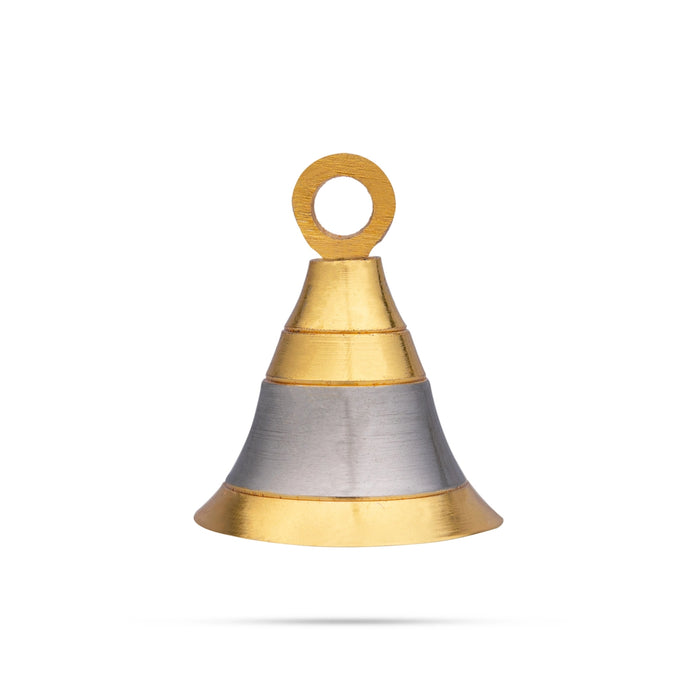 Brass Bell - 2.5 x 2 Inches | Gold & Silver Polish Kavadi Bell/ Pooja Hanging Bell for Mandir - Pooja Bells