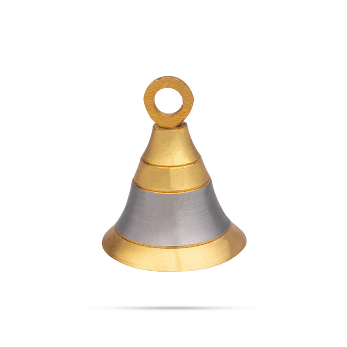 Brass Bell - 2.5 x 2 Inches | Gold & Silver Polish Kavadi Bell/ Pooja Hanging Bell for Mandir - Pooja Bells