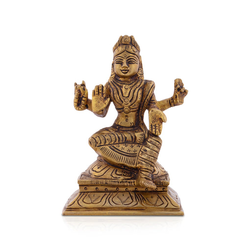 Bala Tripura Sundari Idol - 4.75 x 3 Inches | Antique Brass Idol/ Balambigai Statue for Pooja/ 620 Gms Approx - Brass Murties
