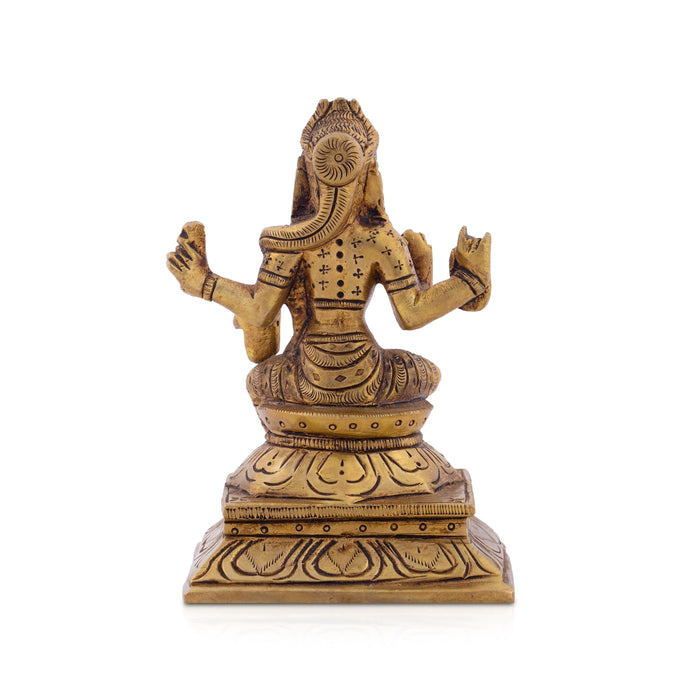 Bala Tripura Sundari Idol - 4.75 x 3 Inches | Antique Brass Idol/ Balambigai Statue for Pooja/ 620 Gms Approx - Brass Murties