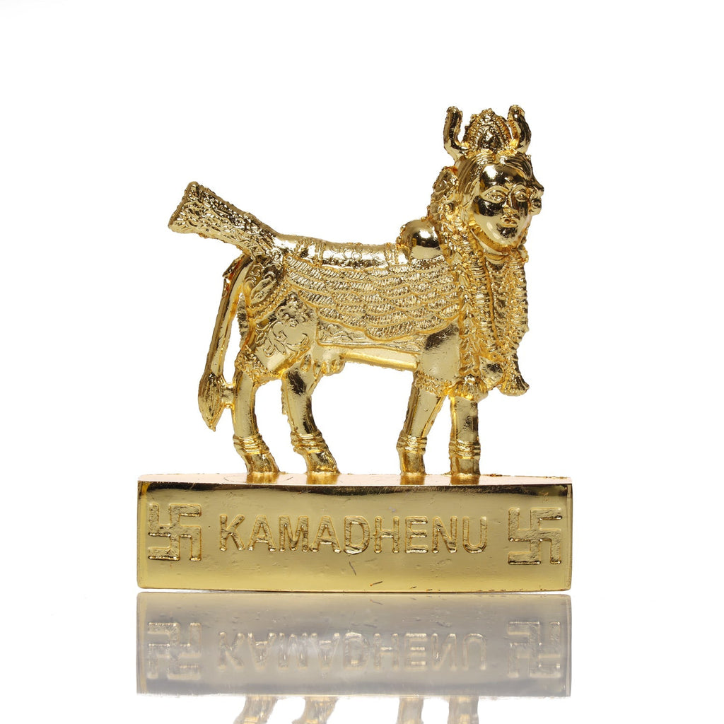 Kamadhenu Statue - 3 Inches | Brass Statue/ Cow and Calf Statue for Pooja