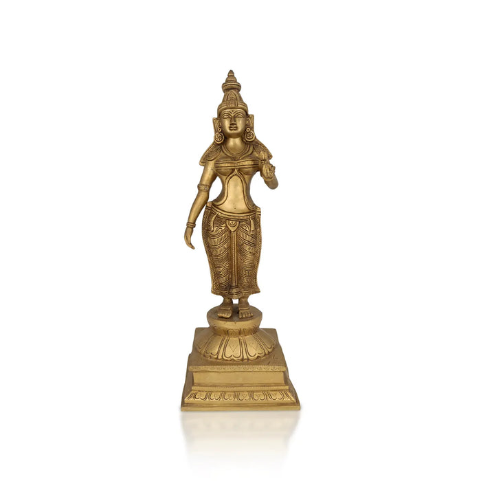 Perumal Sridevi Bhudevi Murti - 23.5 x 10.5 Inches |Antique Brass Idol/ Perumal with Sridevi Bhudevi Statue For Pooja - Brass Murties