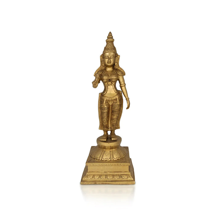 Perumal Sridevi Bhudevi Murti - 23.5 x 10.5 Inches |Antique Brass Idol/ Perumal with Sridevi Bhudevi Statue For Pooja - Brass Murties