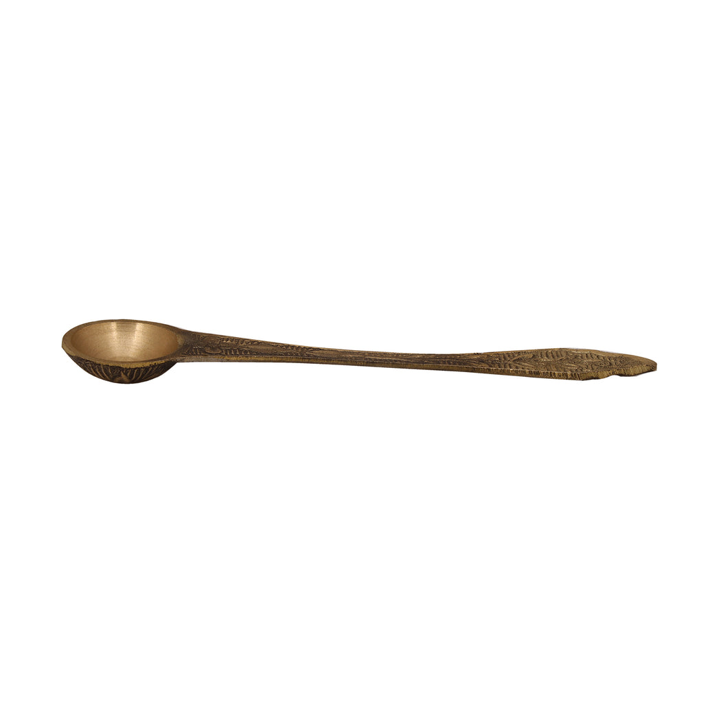 Brass Achmani - 1.5 x 3.5 Inches | Achmani Spoon/ Pooja Spoon/ Nagam Handle Uddharani for Pooja